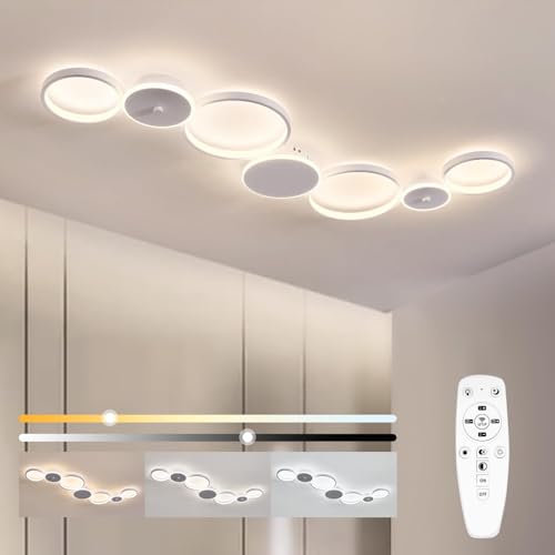 BAYHT Deckenleuchte LED Wohnzimmerlampe Weiße Runde LED Deckenlamp Dimmbar 62W 5300LM mit Fernbedienung 3000K-6500K Geeignet für Wohnzimmer, Deckenleuchte Schlafzimmer von BAYHT