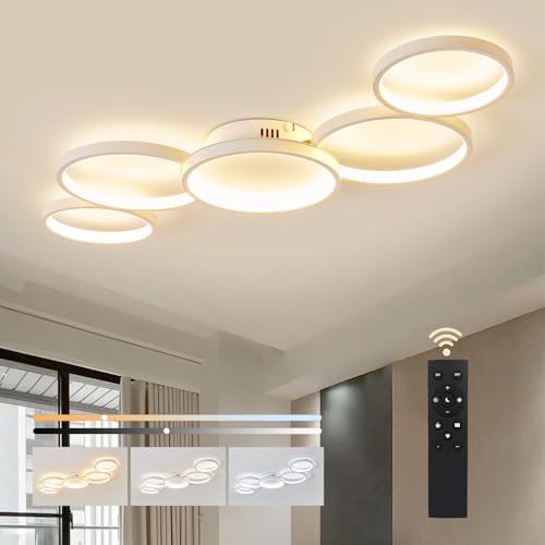 BAYHT Deckenleuchte LED Wohnzimmerlampe Weiße Runde LED Deckenleuchte Dimmbar 50W 6000LM mit Fernbedienung 3000K-6500K Geeignet für Wohnzimmer, Deckenleuchte Schlafzimmer von BAYHT