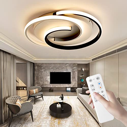 LED Deckenlampe,Moderne Deckenleuchte Dimmbar mit Fernbedienung Wohnzimmer, Schwarz-Weiß Schlafzimmerlampe, Rund, Wohnzimmerlampe mit Memory Funktion, für Wohnzimmer,Schlafzimmer, Büro von BAYHT