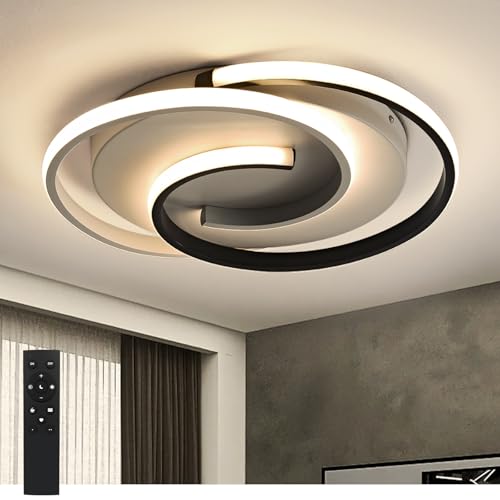 LED Deckenlampe,Moderne Deckenleuchte Dimmbar mit Fernbedienung Wohnzimmer, Schwarz-Weiß Schlafzimmerlampe, Rund, Wohnzimmerlampe mit Memory Funktion, für Wohnzimmer,Schlafzimmer, Büro von BAYHT