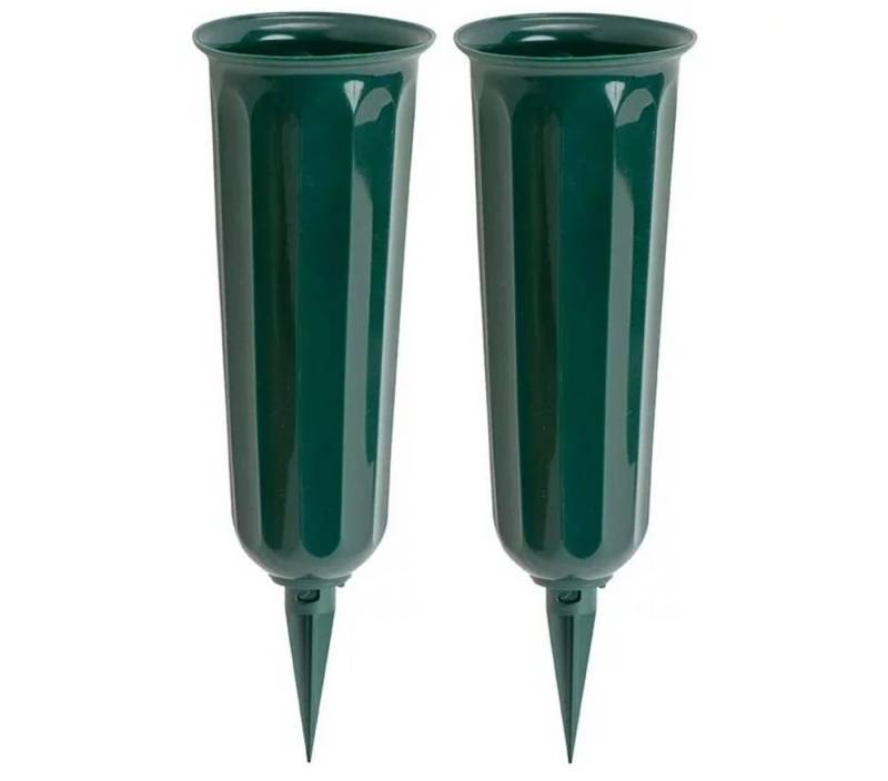 BAYLI Bodenvase 2er Set - Grabvase aus Kunststoff mit Erdspieß, Friedhofsvase in von BAYLI