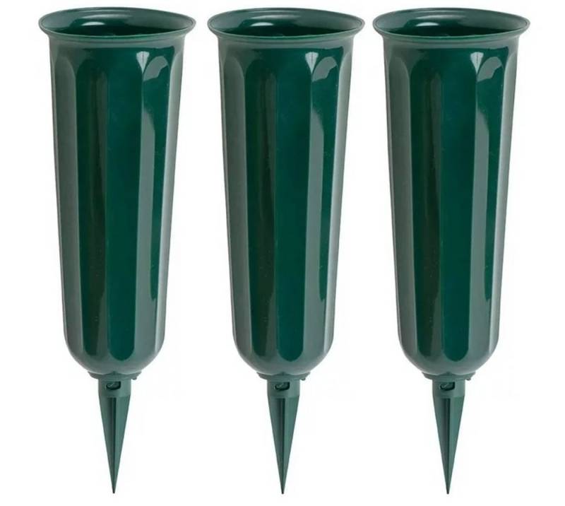 BAYLI Bodenvase 3er Set - Grabvase aus Kunststoff mit Erdspieß, Friedhofsvase in von Bayli