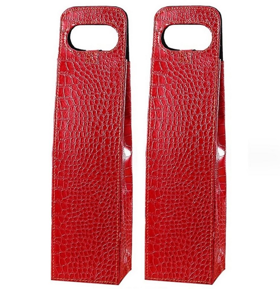 BAYLI Geschenkbox 2 x Geschenktasche aus Kunstleder mit luxuriöser Kroko Optik in Rot von BAYLI
