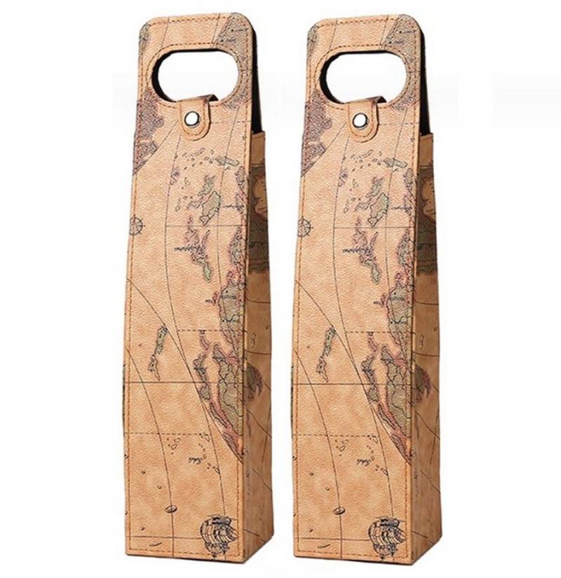 BAYLI Geschenkbox 2er Set Geschenktasche aus Kunstleder mit Weltkarte Optik, Weintasche BAYLI Geschenkbox 2er Set Geschenktasche aus Kunstleder mit Weltkarte Optik, Weintasche von BAYLI