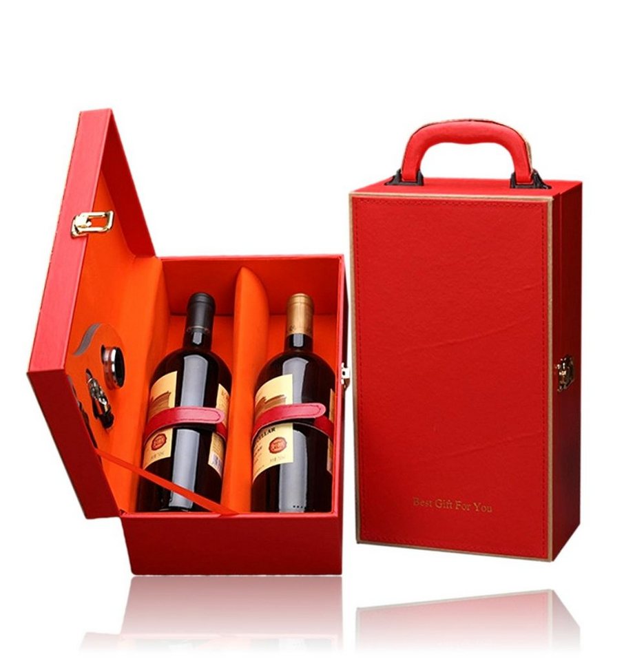 BAYLI Geschenkbox Weinkoffer für 2 Weinflaschen mit Tragegriff inkl. 3-teiliges Sommelie von BAYLI