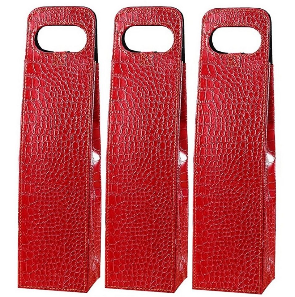 BAYLI Geschenkbox 3 x Geschenktasche aus Kunstleder mit luxuriöser Kroko Optik in Rot von BAYLI