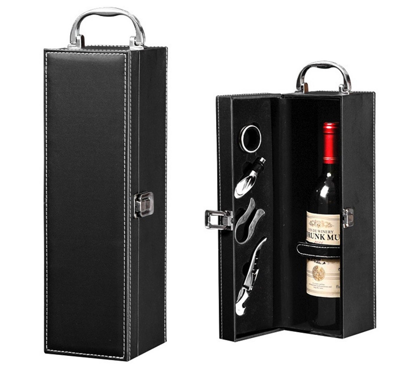 BAYLI Geschenkbox 4-teiliges Sommelier-Set in edler Geschenkbox für 1 Weinflasche von BAYLI