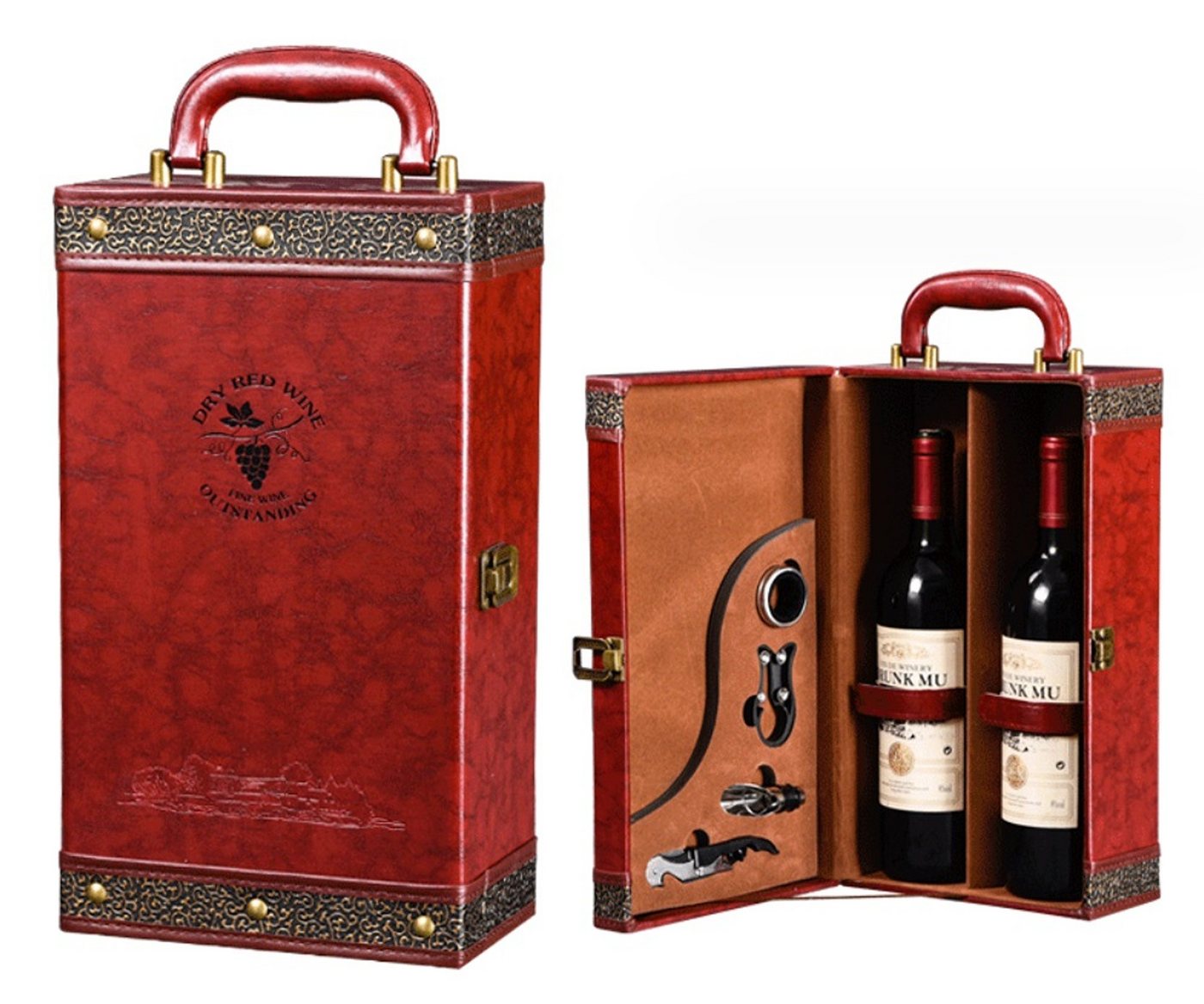 BAYLI Geschenkbox 4-teiliges Sommelier-Set in edler Geschenkbox für 2 Weinflaschen von BAYLI