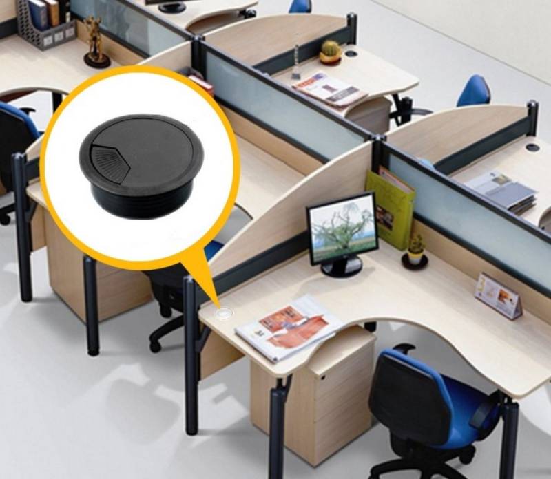 BAYLI Isolierband 10er Set Kabeldurchführung Schreibtisch 80mm - Farbe schwarz - Kabeldu von BAYLI