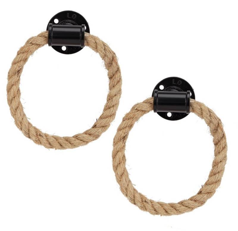 BAYLI Möbelgriff 2er Set Industrial Rohr Handtuchhalter mit Seil für Badezimmer, rusti von BAYLI