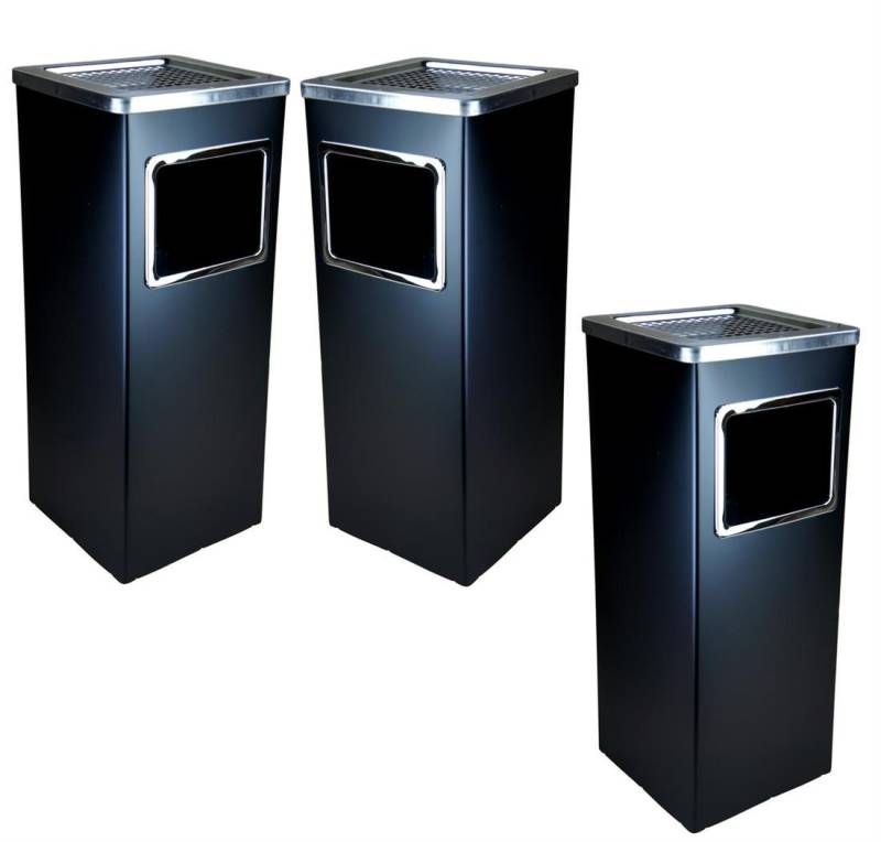 BAYLI Mülleimer 3er Set Standaschenbecher außen mit Inneneimer, 61,5 x 23 x 23 cm von BAYLI