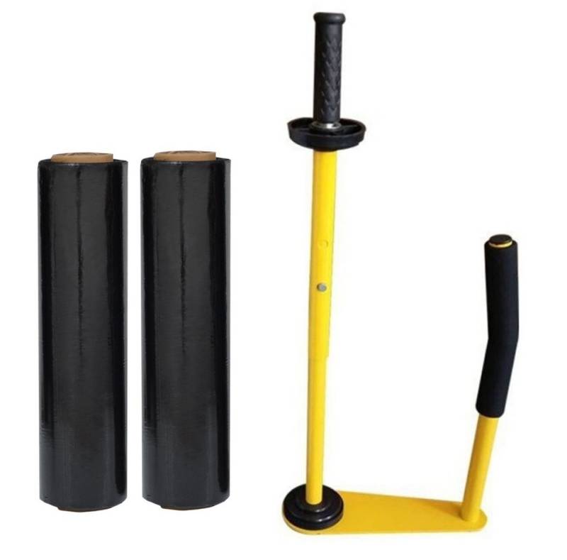 BAYLI Multitool Stretchfolienabroller für Verpackung inkl. 2 x Stretchfolie in Schwarz von BAYLI