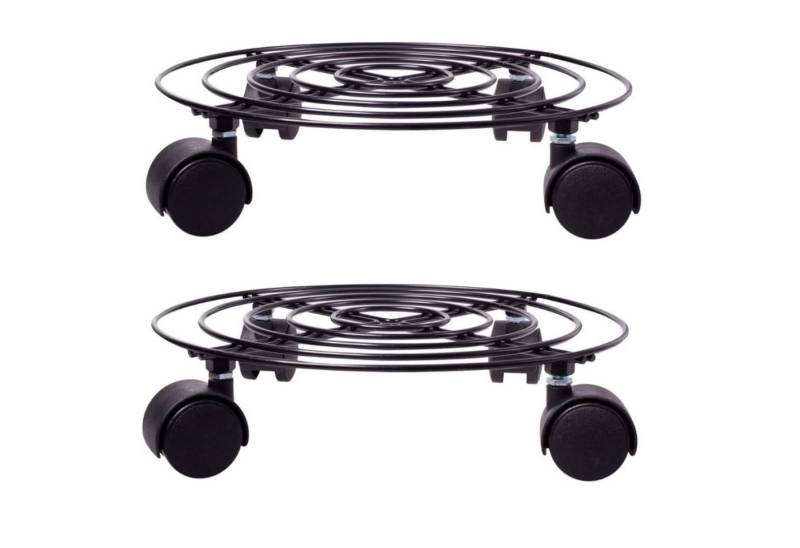 BAYLI Pflanzenroller 2er Set Pflanzenroller rund Metall, Untersetzer Blumenroller mit Ø 27 von BAYLI