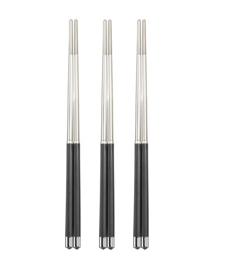 BAYLI Pizzaschneider 3 Paar Chinesische Essstäbchen Set aus Edelstahl, edle Sushi Stäbchen von Bayli