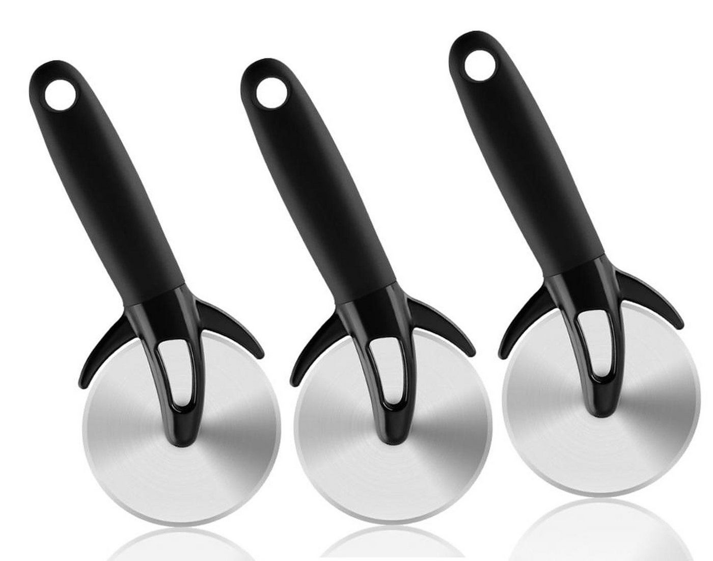 BAYLI Pizzaschneider 3er Set - XXL Pizzaschneider, Profi Pizzaroller, Pizzarad Ø-9,7cm von BAYLI