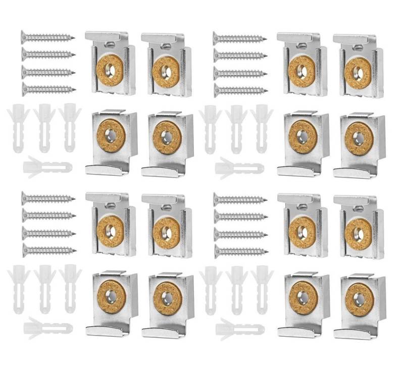 BAYLI Regal 16er Set - Spiegelaufhängung Clips Set mit Dübel und Schrauben, 16x von BAYLI