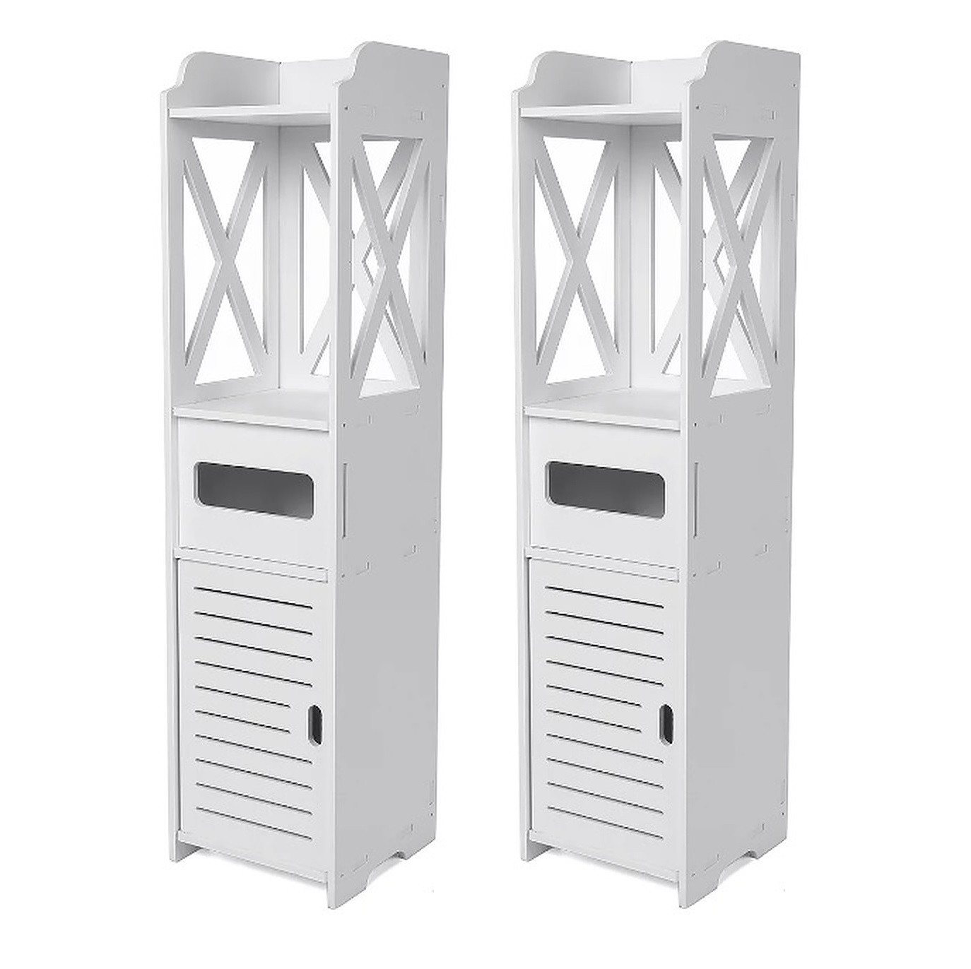 BAYLI Regal 2er Set - Badezimmerschrank schmal - 3-in-1 Hochschrank Weiß mit 1 BAYLI Regal 2er Set - Badezimmerschrank schmal - 3-in-1 Hochschrank Weiß mit 1 von BAYLI