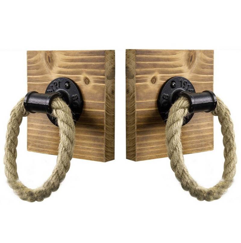 BAYLI Regal 2er Set Industrial Rohr Handtuchhalter mit Seil für Badezimmer, rusti von BAYLI