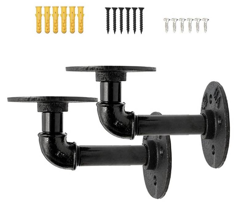 BAYLI Regal 2er Set - Industrial Wandhalterung in schwarz matt, Regalträger 15 x von BAYLI