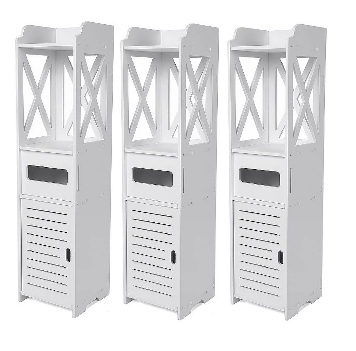 BAYLI Regal 3er Set - Badezimmerschrank schmal - 3-in-1 Hochschrank Weiß mit 1 BAYLI Regal 3er Set - Badezimmerschrank schmal - 3-in-1 Hochschrank Weiß mit 1 von BAYLI