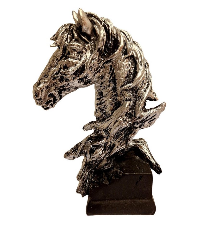 BAYLI Skulptur Pferdekopf Skulptur auf Sockel - Kunstharzstatue - Pferdestatue Kopf von BAYLI