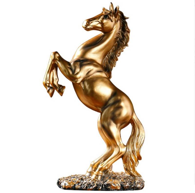 BAYLI Skulptur Stehendes Pferd auf Sockel - Kunstharzstatue für Zuhause - Pferdestatu von BAYLI