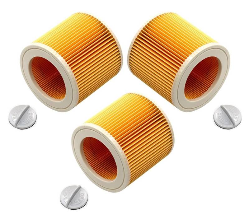 BAYLI Staubsaugerbeutel 3er Set - Kärcher Patronenfilter 6.414-552.0 inkl. Verschlussschraube von BAYLI