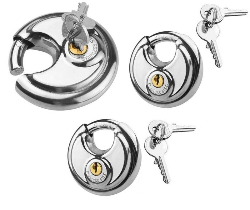 BAYLI Vorhängeschloss 3er Set Rundschloss 70mm, Sicherheitsschloss mit 2 Schlüssel, Vorhän BAYLI Vorhängeschloss 3er Set Rundschloss 70mm, Sicherheitsschloss mit 2 Schlüssel, Vorhän von BAYLI