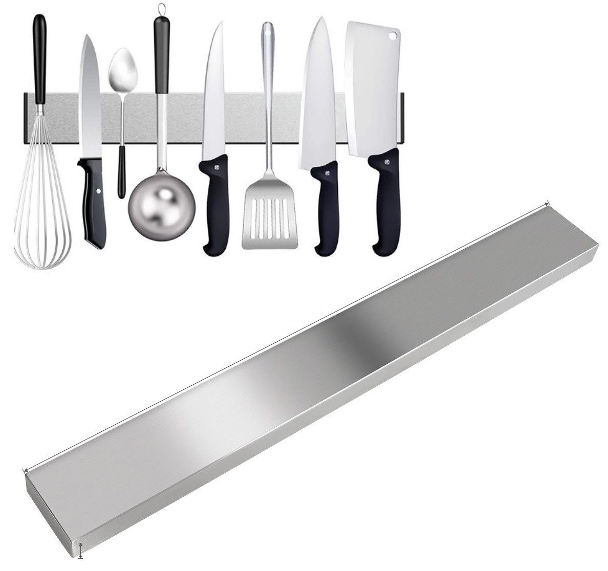 BAYLI Wand-Magnet Messerhalter 2er Set Magnetleiste selbstklebend 50cm - Messerleiste Edelstahl Ohne BAYLI Wand-Magnet Messerhalter 2er Set Magnetleiste selbstklebend 50cm - Messerleiste Edelstahl Ohne von BAYLI