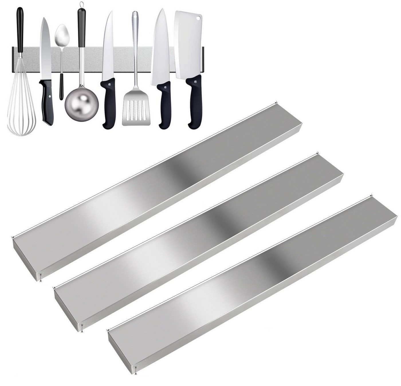 BAYLI Wand-Magnet Messerhalter 4er Set Magnetleiste selbstklebend 50cm - Messerleiste Edelstahl Ohne BAYLI Wand-Magnet Messerhalter 4er Set Magnetleiste selbstklebend 50cm - Messerleiste Edelstahl Ohne von BAYLI