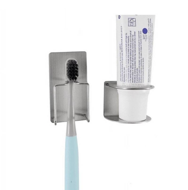 BAYLI Zahnbürstenhalter Set aus 1 x selbstklebenden Zahnbürstenhaltern und 1 x Zahnpastahalter von BAYLI