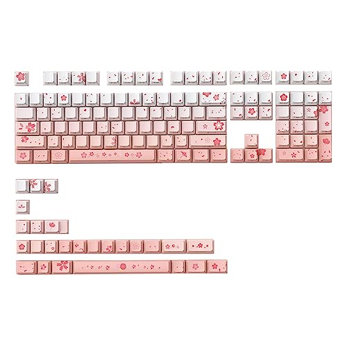 BAYORE Japanisch Inspiriertes Double Shot PBT Tastenkappen Set Mit Hintergrundbeleuchtung Pflaumenblüten Design Geschenk Für Und Schreibkräfte Farbsublimations Tastenkappen von BAYORE