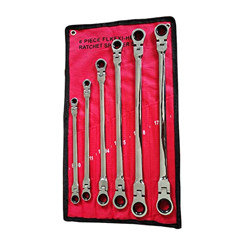 Doppel-Ratschenschlüssel-Set, metrisch, 6-teilig, 8-19 mm, Vanadium-Stahl, 72 Zähne, Flexkopf, extra lang, Ratschenschlüssel, Doppeldosenende, Flexkopf, Doppelsteckdosenend-Set Doppel-Ratschenschlüssel-Set, metrisch, 6-teilig, 8-19 mm, Vanadium-Stahl, 72 Zähne, Flexkopf, extra lang, Ratschenschlüssel, Doppeldosenende, Flexkopf, Doppelsteckdosenend-Set von BAYORE