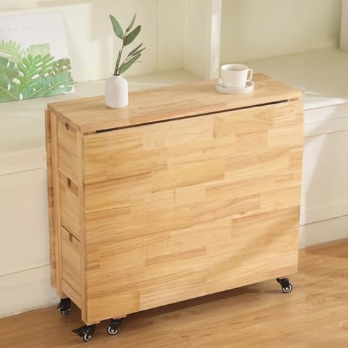 BAYTEWJX Ausziehbarer Esstisch,Holzklapptisch,Multifunktionaler Klappbarer Ausziehtisch aus Holz,mit Rollen,für Küche,Wohnzimmer,Restaurant.(Original Wood,152x80.1x74cm) von BAYTEWJX