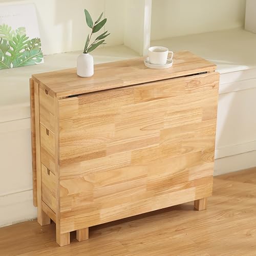 BAYTEWJX Ausziehbarer Esstisch,Holzklapptisch,Multifunktionaler Klappbarer Ausziehtisch aus Holz,mit Rollen,für Küche,Wohnzimmer,Restaurant.(Original Wood,152x80x74cm) von BAYTEWJX