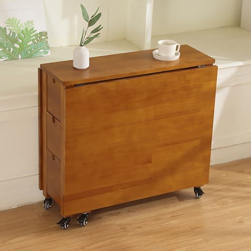 BAYTEWJX Ausziehbarer Esstisch,Holzklapptisch,Multifunktionaler Klappbarer Ausziehtisch aus Holz,mit Rollen,für Küche,Wohnzimmer,Restaurant.(Walnut,152x80.1x74cm) von BAYTEWJX