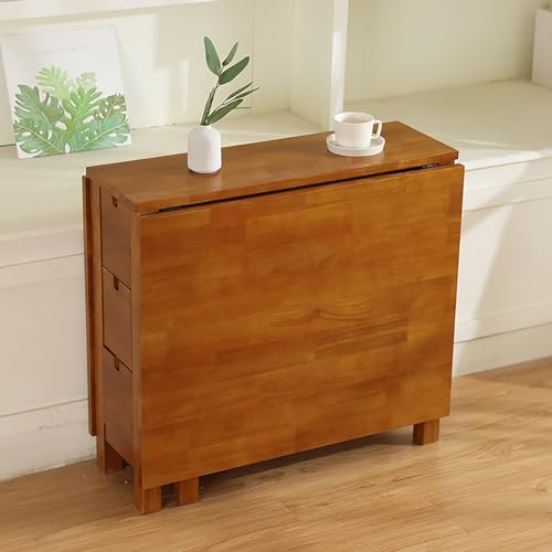 BAYTEWJX Ausziehbarer Esstisch,Holzklapptisch,Multifunktionaler Klappbarer Ausziehtisch aus Holz,mit Rollen,für Küche,Wohnzimmer,Restaurant.(Walnut,152x80x74cm) von BAYTEWJX