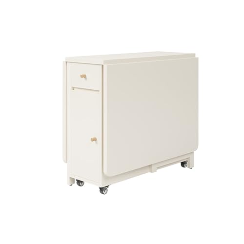 BAYTEWJX Ausziehbarer Esstisch Zusammenklappbarer Küchentisch Holzklapptisch mit RäDern für Wohnzimmer Hotels und Büros Wohnungen.(Wit,150x80x73.5cm) von BAYTEWJX