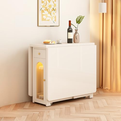 BAYTEWJX Ausziehbarer Vielseitiger Tisch Klappbarer Esstisch für 6–8 Personen Platzsparender Esstisch mit Riemenscheibe für Esszimmer Küche Wohnzimmer Restaurant.(170x80x74cm) von BAYTEWJX