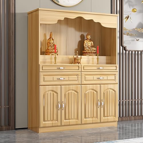 BAYTEWJX Buddha-Altar-Regal Chinesischer Buddhistische Nische Puja-Tisch mit Schubladen und Stauraum für Gebet Wahrsagerei und Anbetung.(Light Walnut,120x40x116cm) von BAYTEWJX