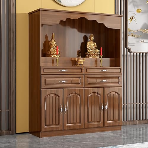 BAYTEWJX Buddha-Altar-Regal Chinesischer Buddhistische Nische Puja-Tisch mit Schubladen und Stauraum für Gebet Wahrsagerei und Anbetung.(Walnut,120x40x116cm) von BAYTEWJX
