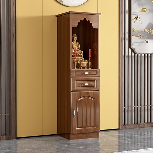 BAYTEWJX Buddha-Altar-Regal Chinesischer Buddhistische Nische Puja-Tisch mit Schubladen und Stauraum für Gebet Wahrsagerei und Anbetung.(Walnut,40x40x116cm) von BAYTEWJX