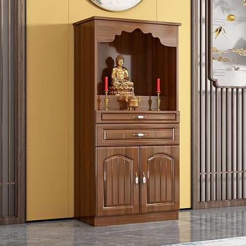 BAYTEWJX Buddha-Altar-Regal Chinesischer Buddhistische Nische Puja-Tisch mit Schubladen und Stauraum für Gebet Wahrsagerei und Anbetung.(Walnut,60x40x116cm) von BAYTEWJX