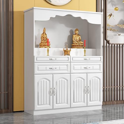 BAYTEWJX Buddha-Altar-Regal Chinesischer Buddhistische Nische Puja-Tisch mit Schubladen und Stauraum für Gebet Wahrsagerei und Anbetung.(Wit,120x40x116cm) von BAYTEWJX