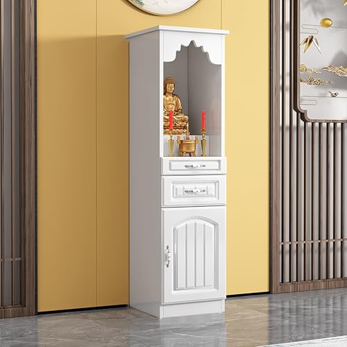 BAYTEWJX Buddha-Altar-Regal Chinesischer Buddhistische Nische Puja-Tisch mit Schubladen und Stauraum für Gebet Wahrsagerei und Anbetung.(Wit,40x40x116cm) von BAYTEWJX