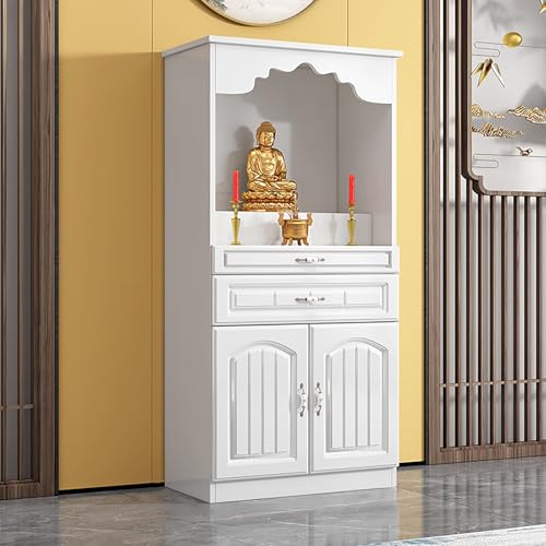 BAYTEWJX Buddha-Altar-Regal Chinesischer Buddhistische Nische Puja-Tisch mit Schubladen und Stauraum für Gebet Wahrsagerei und Anbetung.(Wit,60x40x116cm) von BAYTEWJX