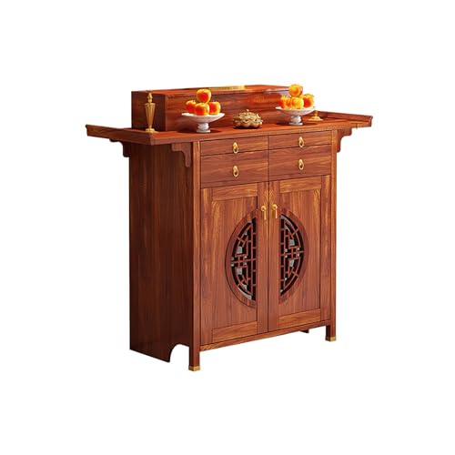 BAYTEWJX Buddha-Altarregal,Buddhistische Nische,Lucky Fortune Buddha-Altarschrank,für Wohnzimmer Büros und Tempel.(Red Teak,128x48x118.5cm) von BAYTEWJX