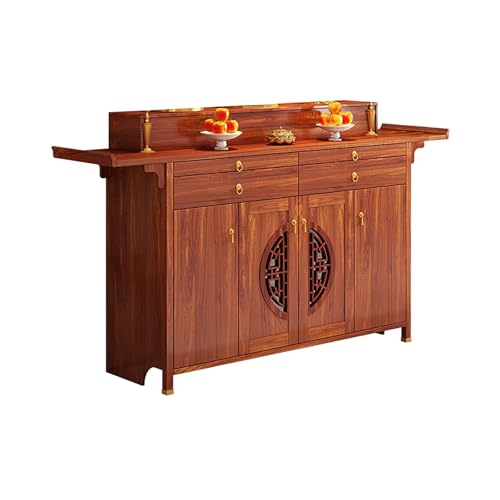 BAYTEWJX Buddha-Altarregal,Buddhistische Nische,Lucky Fortune Buddha-Altarschrank,für Wohnzimmer Büros und Tempel.(Red Teak,215x48x118.5cm) von BAYTEWJX