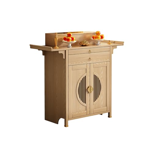 BAYTEWJX Buddha-Altarregal,Buddhistische Nische,Lucky Fortune Buddha-Altarschrank,für Wohnzimmer Büros und Tempel.(Wood Color,108x48x118.5cm) von BAYTEWJX