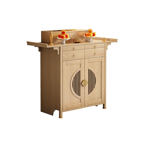 BAYTEWJX Buddha-Altarregal,Buddhistische Nische,Lucky Fortune Buddha-Altarschrank,für Wohnzimmer Büros und Tempel.(Wood Color,128x48x118.5cm) von BAYTEWJX
